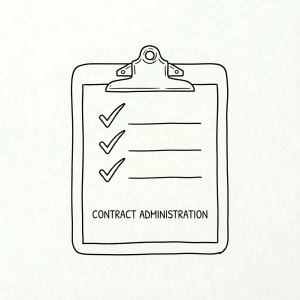 Add small text CONTRACT ADMINISTRATION bottom
